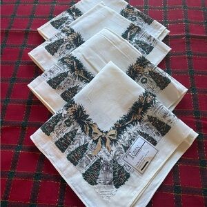 Tobin Festive Cotton Napkins and tablecloth 52 x 70 with Green and Gold Accents
